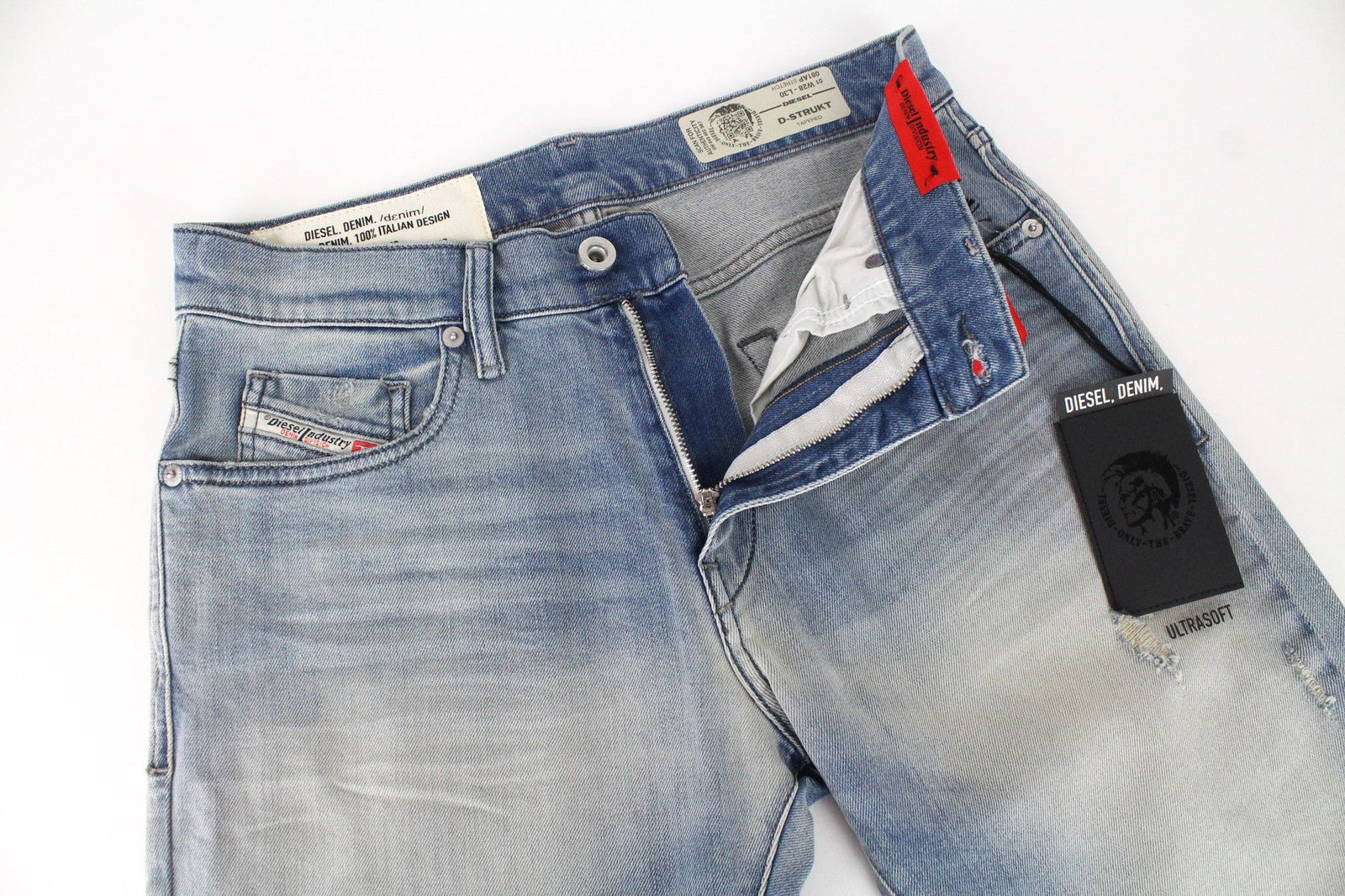 DIESEL D-Strukt 081AP Men's Jeans W28/L30 Blue Tapered Fit Cotton Stretch