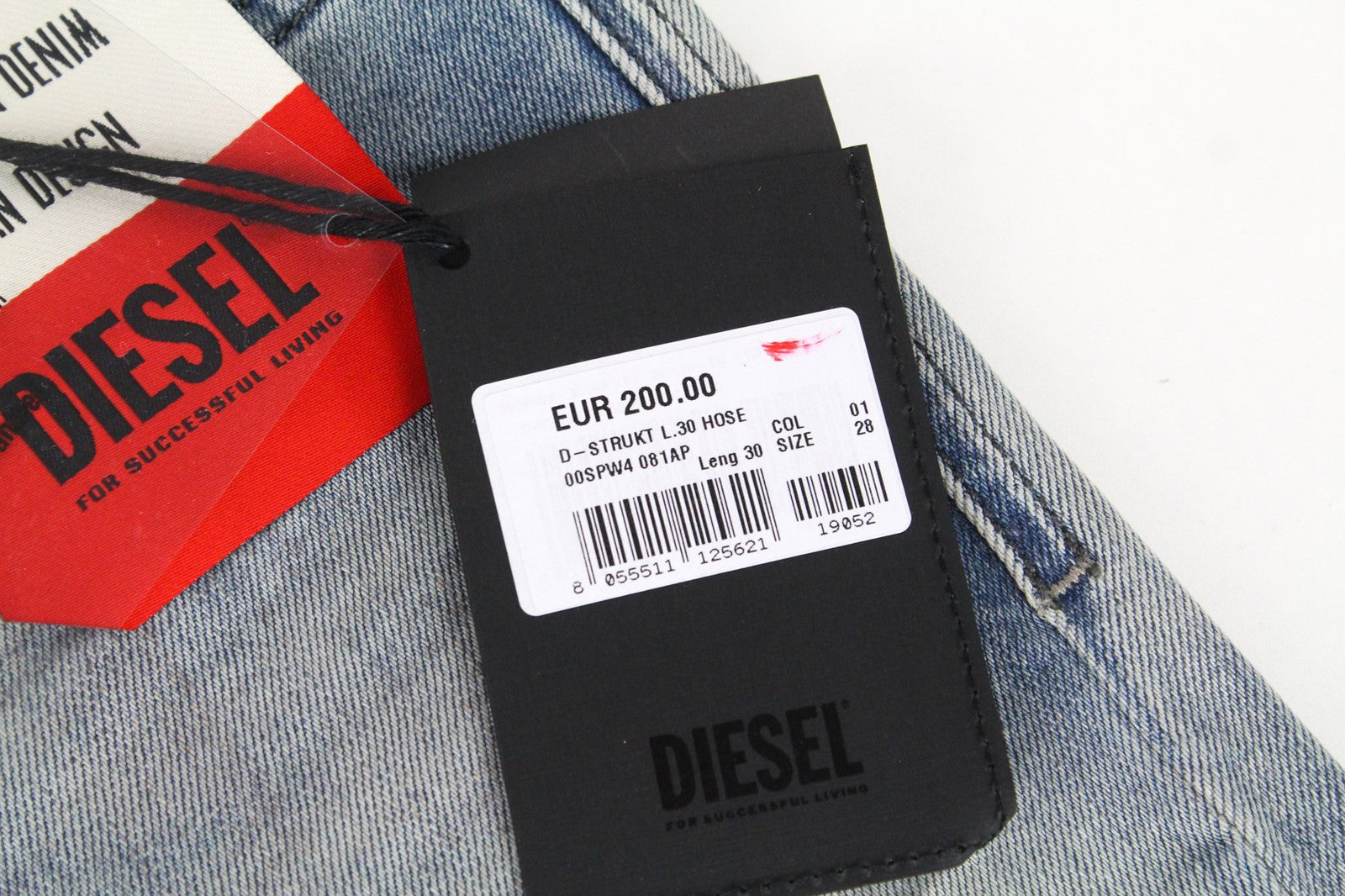 DIESEL D-Strukt 081AP Men's Jeans W28/L30 Blue Tapered Fit Cotton Stretch