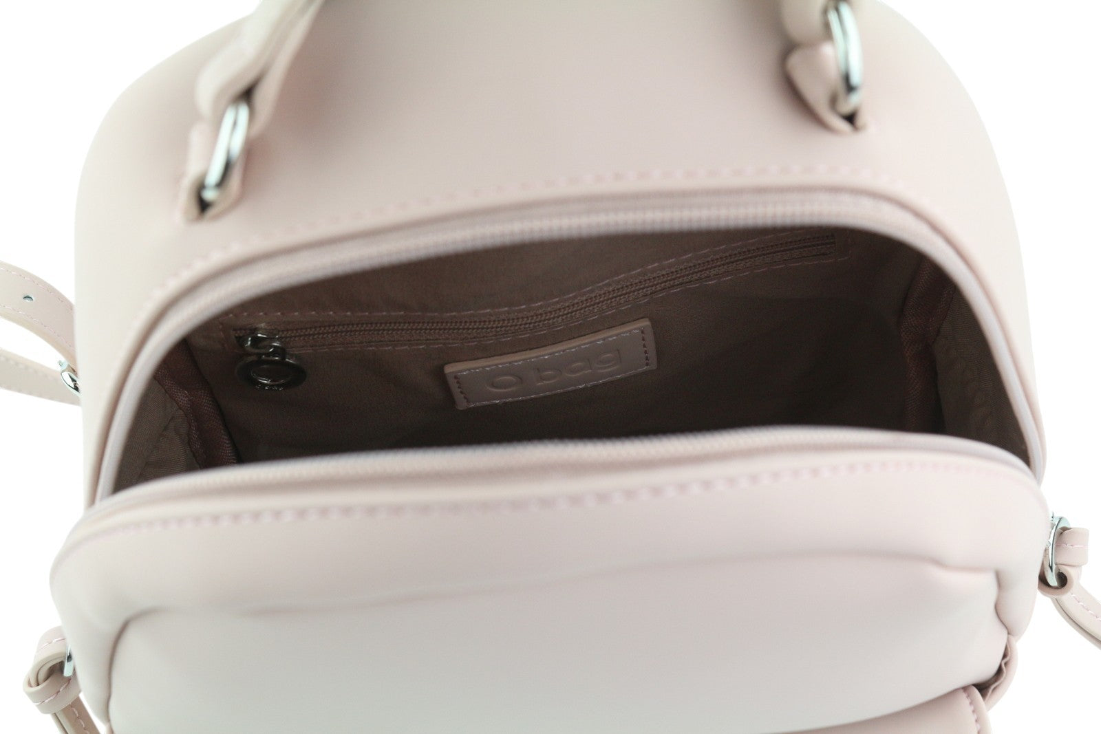 O BAG Sofia Women Bag OS Light Pink Double Handles Zipper Closure Logo Backpack