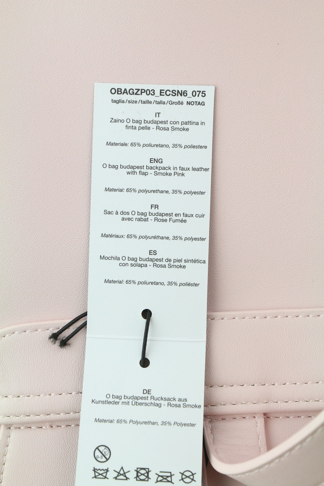 O BAG Zaino Women Bag OS Light Pink Double Handles Magnetic Closure Backpack