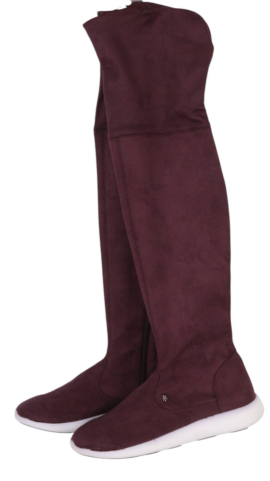 ARMANI EXCHANGE Women Shoes EU37 Burgundy Suede Leather Almond Toe Knee-Length