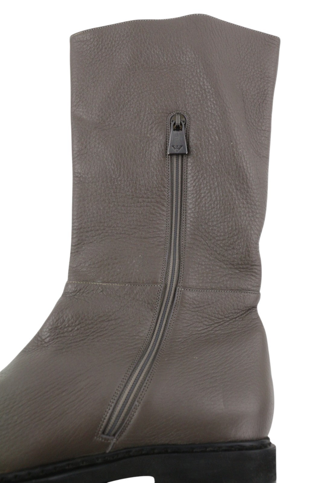 EMPORIO ARMANI X3N151 Women Boots EU37 Grey Leather Zipper Mid Top Almond Toe