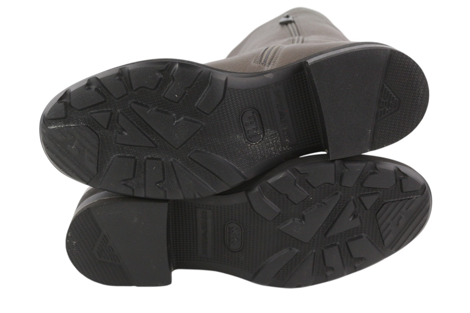 EMPORIO ARMANI X3N151 Women Boots EU37 Grey Leather Zipper Mid Top Almond Toe