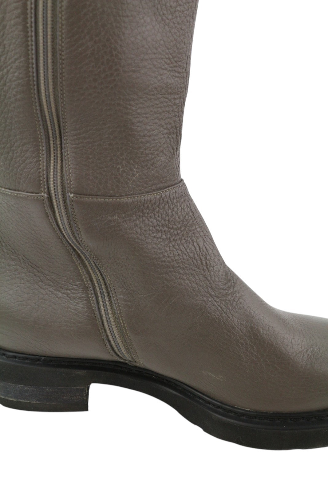 EMPORIO ARMANI X3N151 Women Boots EU37 Grey Leather Zipper Mid Top Almond Toe