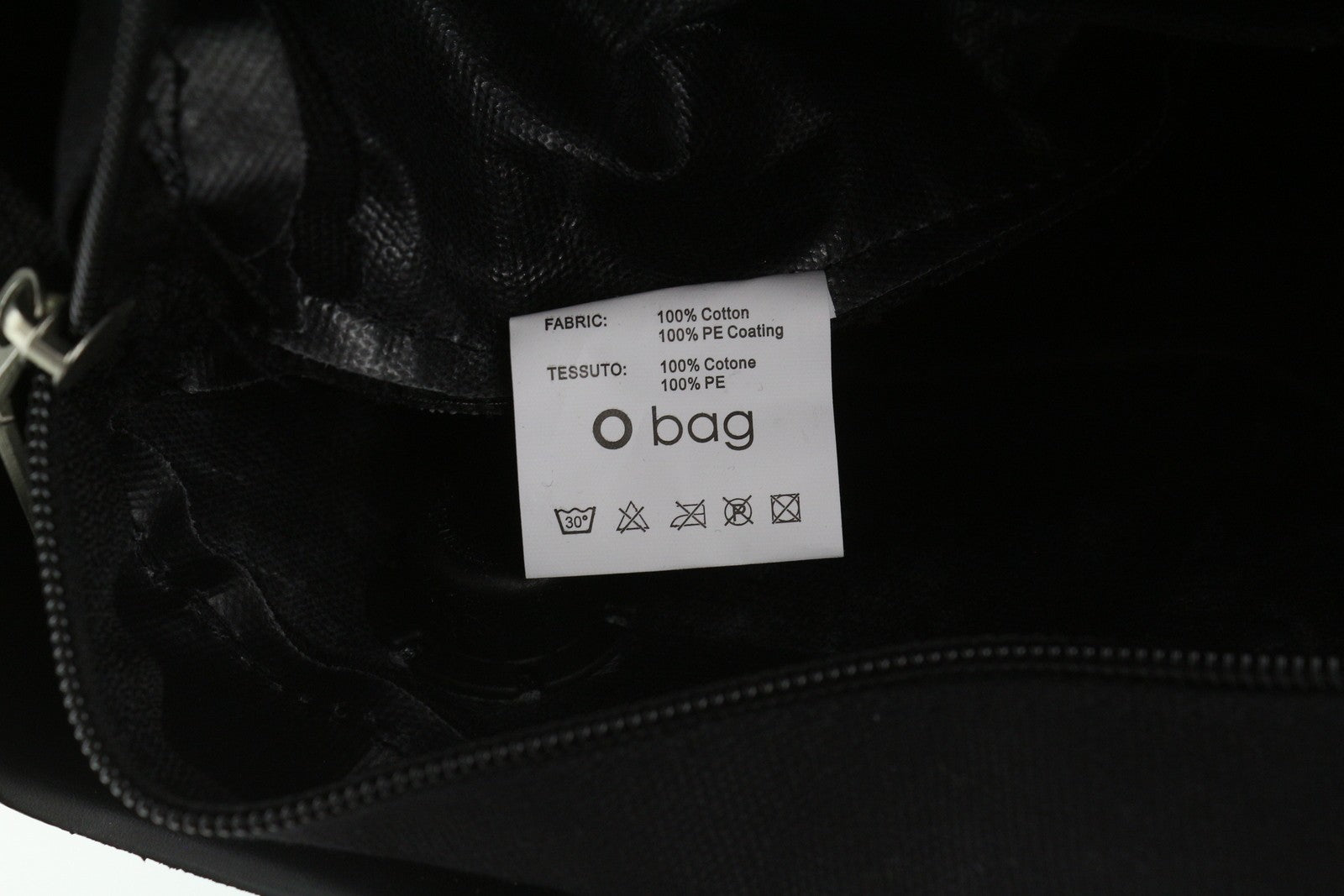 O BAG Chic Women Bag OS Black Textured Patterned Front With Inner Bag Logo Tote