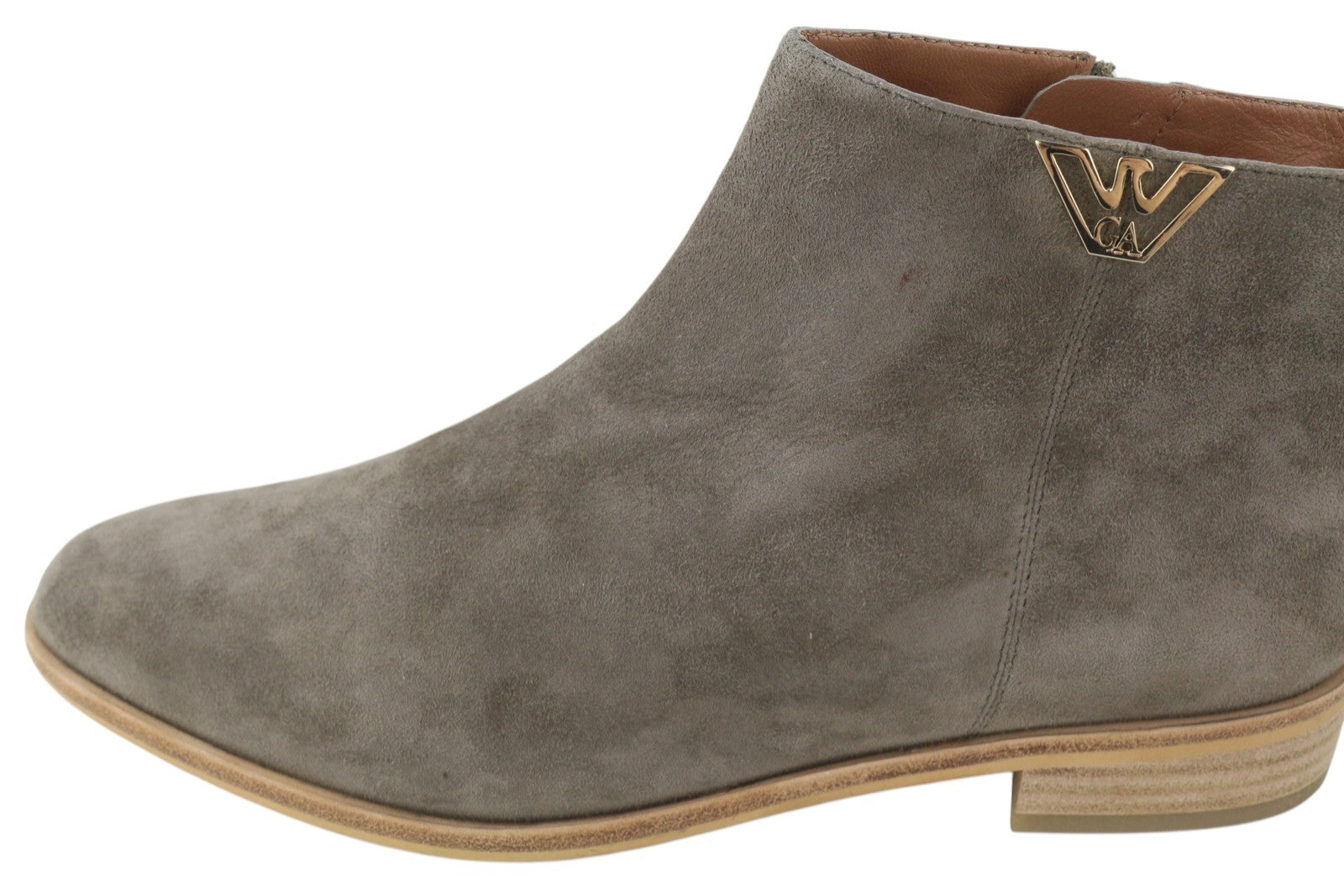 EMPORIO ARMANI X3M274 Women Boots EU37 Grey Suede Leather Almond Toe Ankle Zip