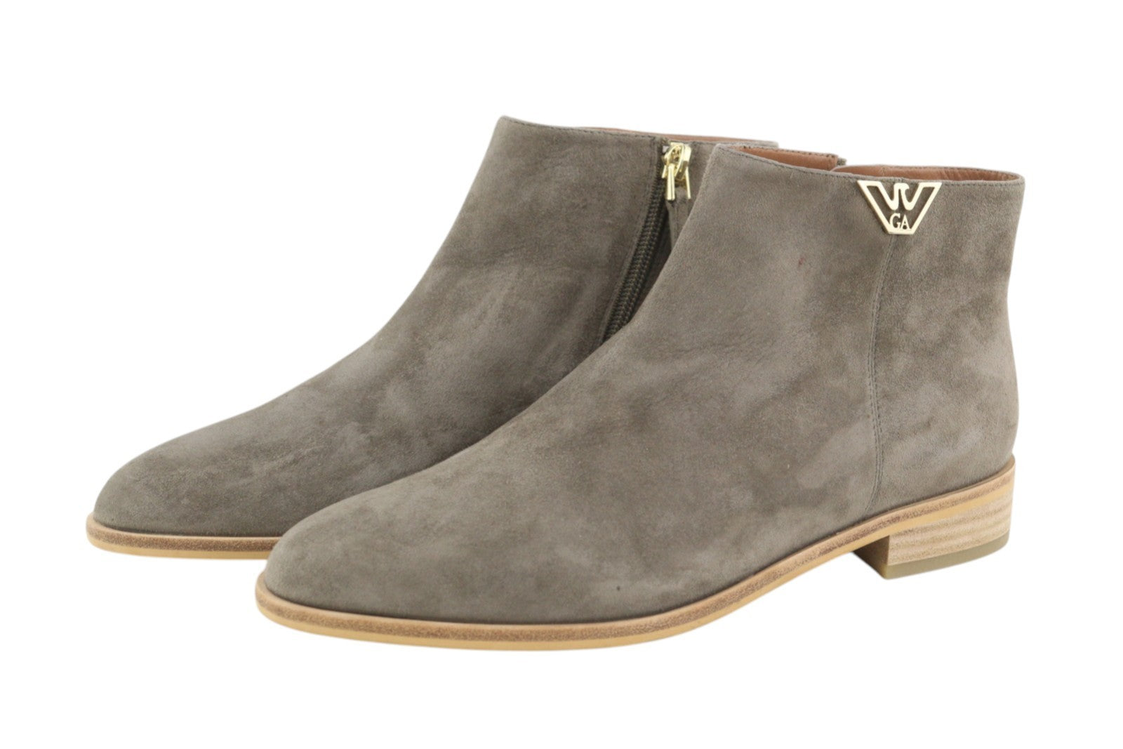 EMPORIO ARMANI X3M274 Women Boots EU37 Grey Suede Leather Almond Toe Ankle Zip