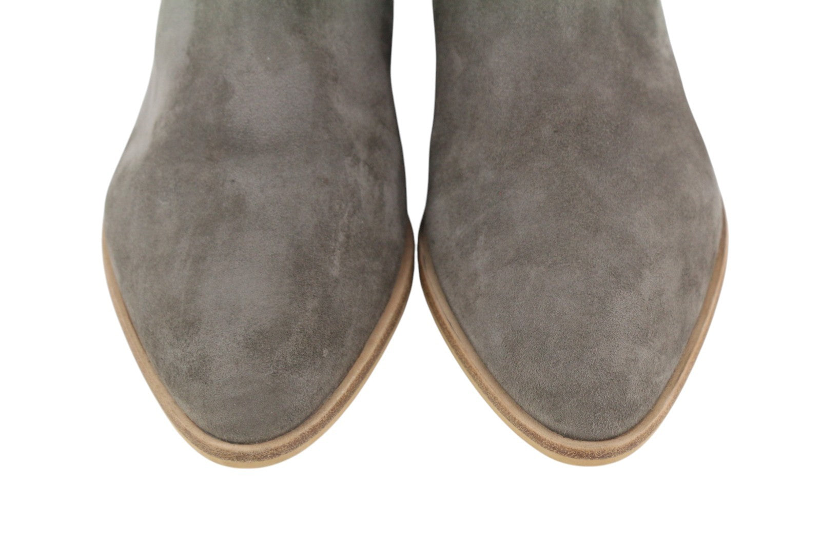 EMPORIO ARMANI X3M274 Women Boots EU37 Grey Suede Leather Almond Toe Ankle Zip