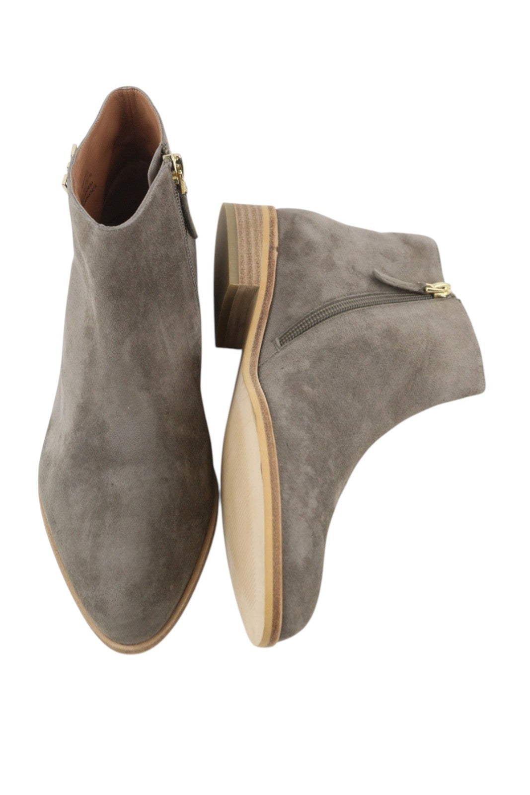 EMPORIO ARMANI X3M274 Women Boots EU37 Grey Suede Leather Almond Toe Ankle Zip