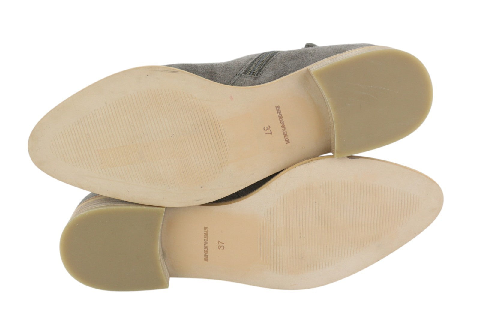 EMPORIO ARMANI X3M274 Women Boots EU37 Grey Suede Leather Almond Toe Ankle Zip