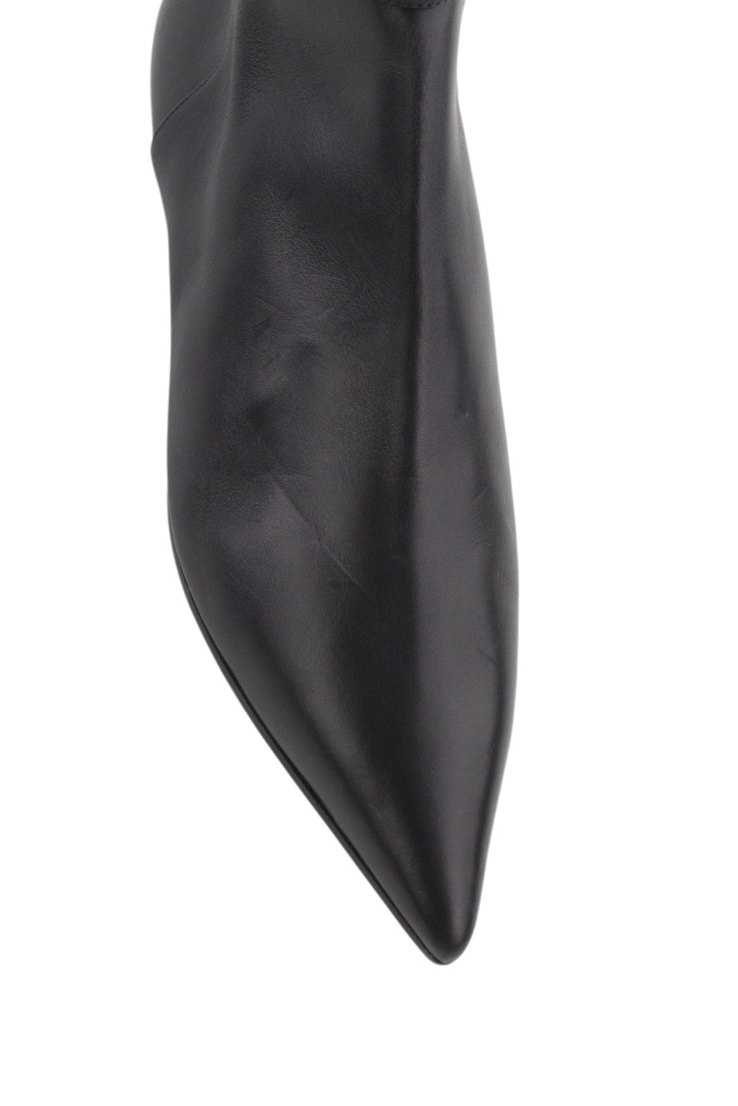 EMPORIO ARMANI Women Shoes EU37 Black Leather Pointed Toe Zipper Ankle Length