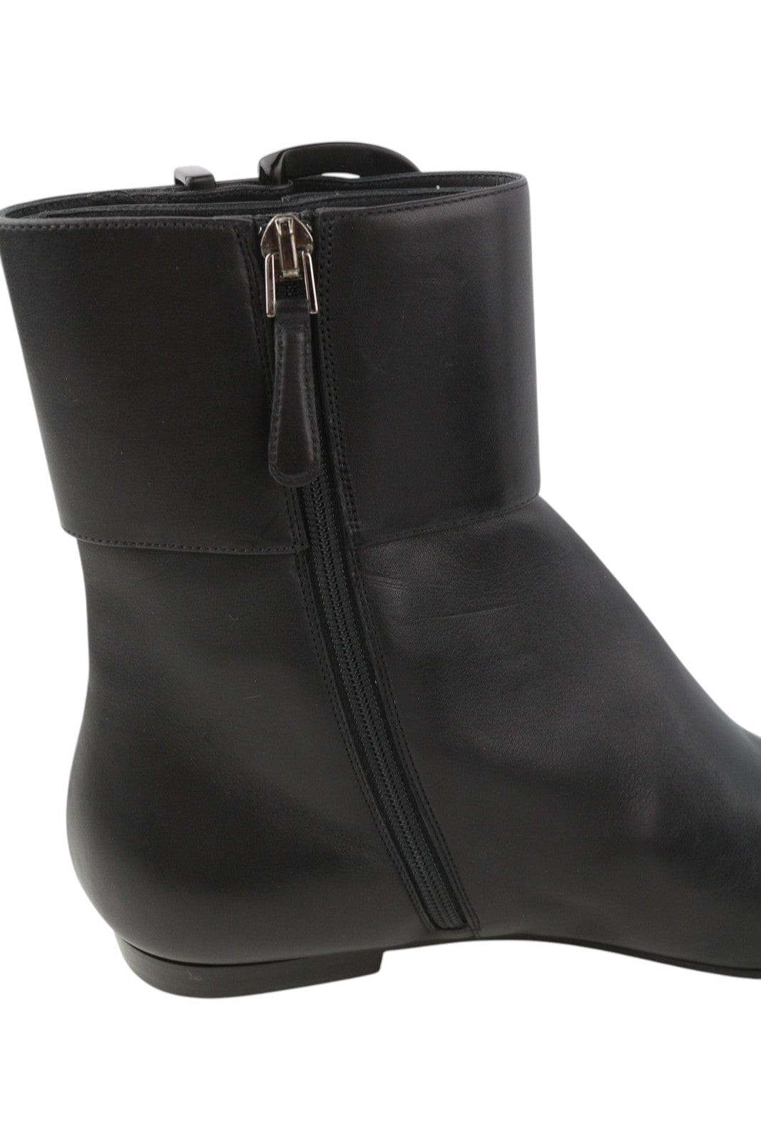 EMPORIO ARMANI Women Shoes EU37 Black Leather Pointed Toe Zipper Ankle Length