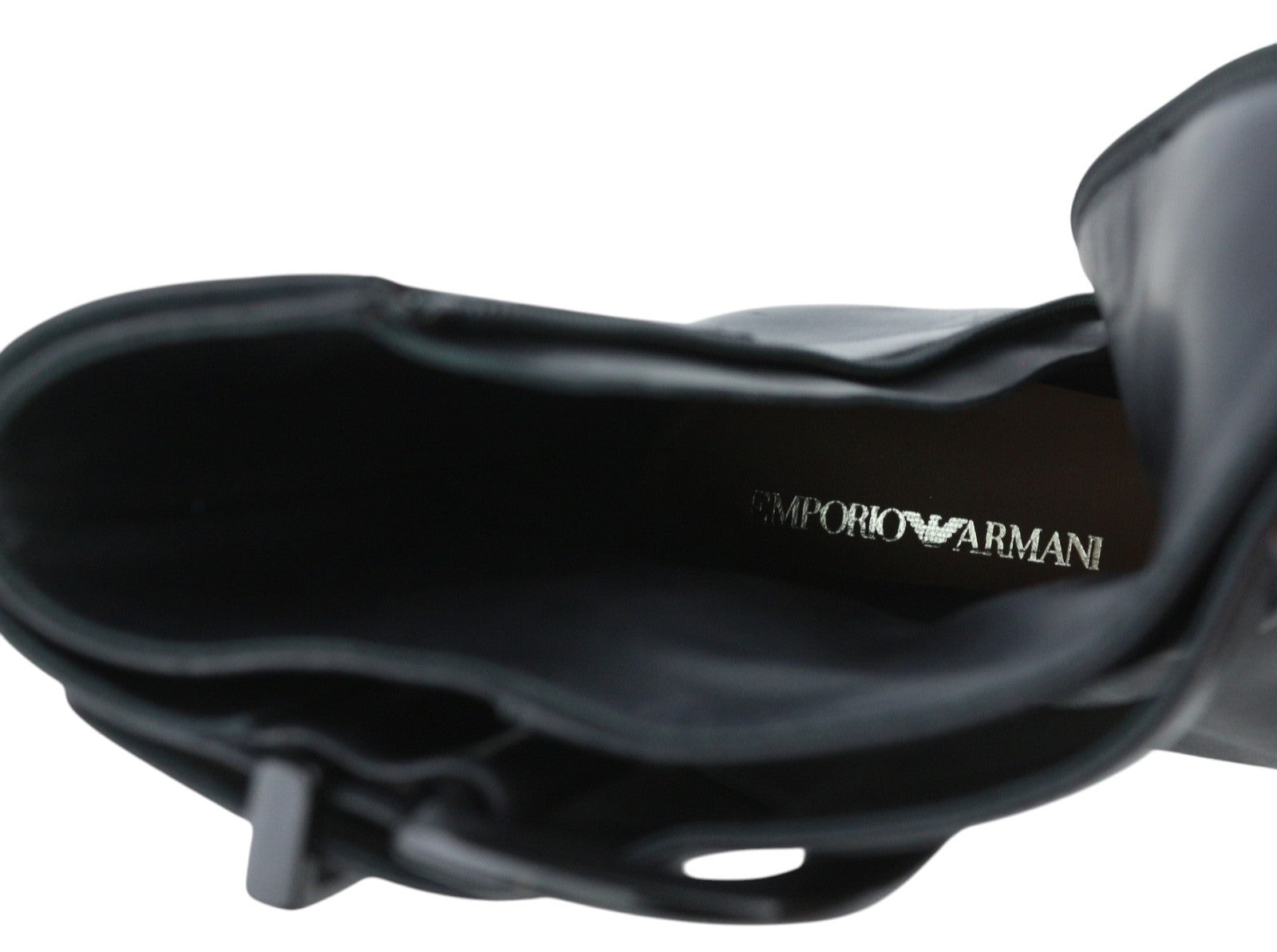 EMPORIO ARMANI Women Shoes EU37 Black Leather Pointed Toe Zipper Ankle Length