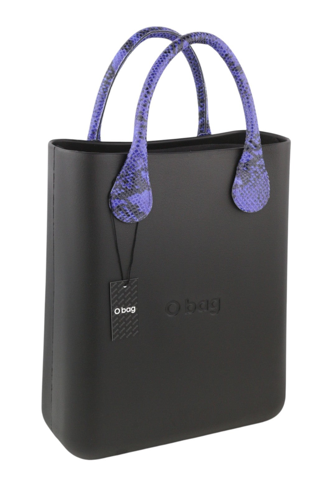 O BAG Chic Women Bag OS Black Purple Double Handles Inner Bag Tote Square Logo