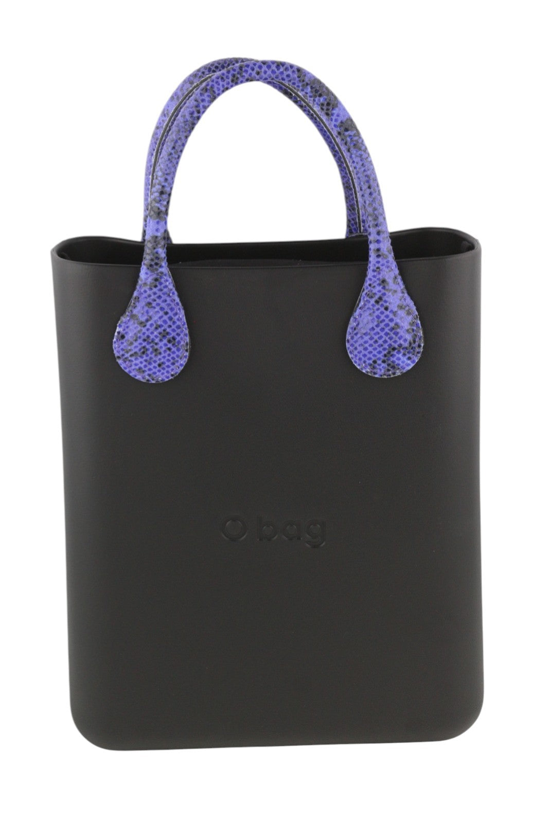 O BAG Chic Women Bag OS Black Purple Double Handles Inner Bag Tote Square Logo