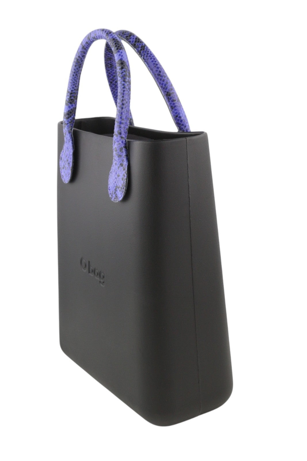O BAG Chic Women Bag OS Black Purple Double Handles Inner Bag Tote Square Logo