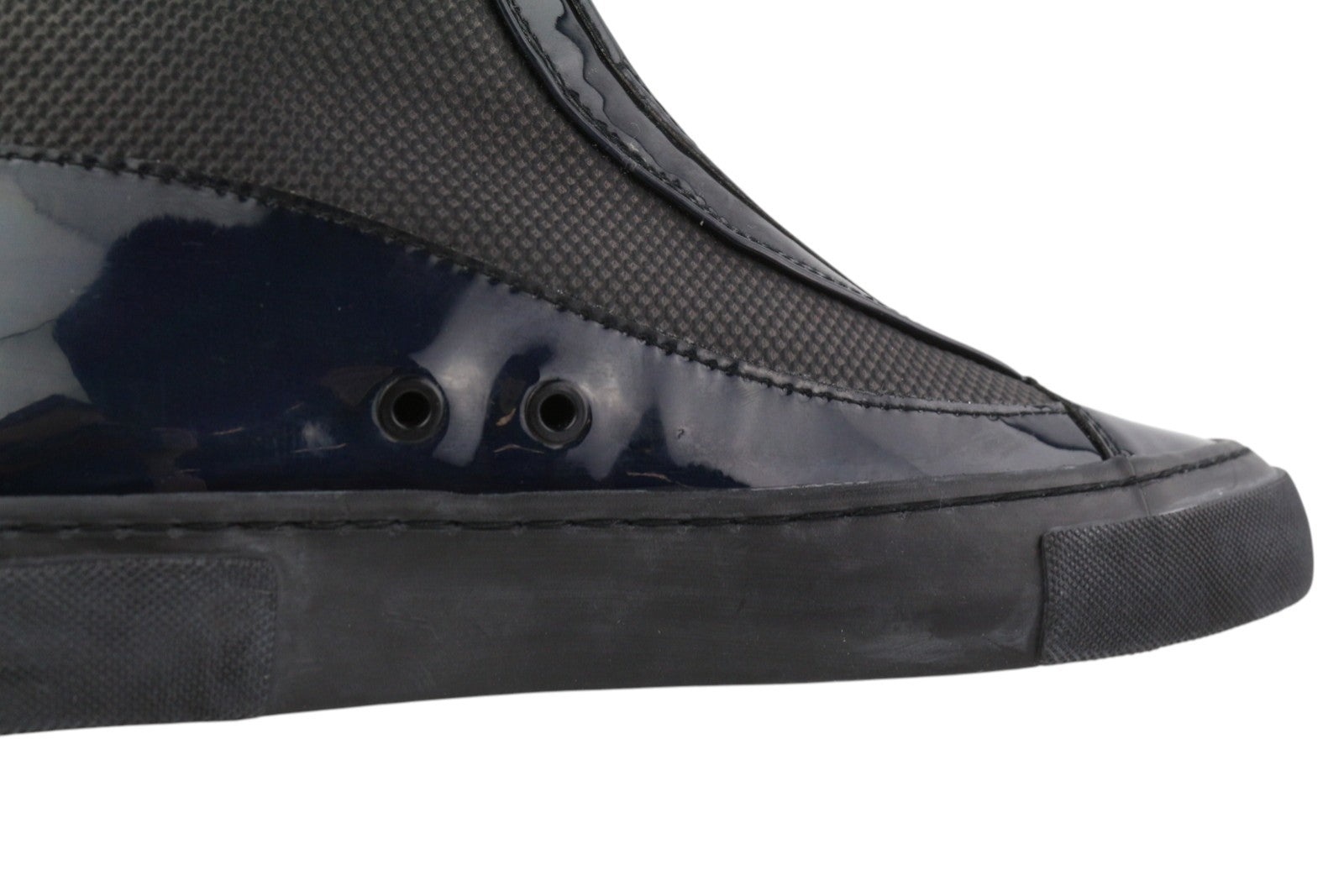 EMPORIO ARMANI Women Shoes EU37 Black Holographic Leather Touch Fasteners Ankle