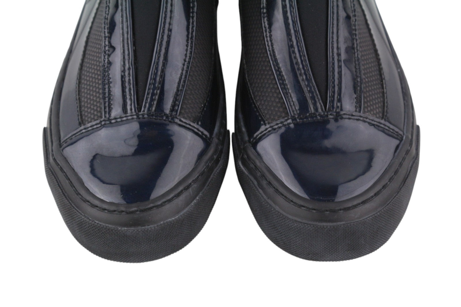 EMPORIO ARMANI Women Shoes EU37 Black Holographic Leather Touch Fasteners Ankle