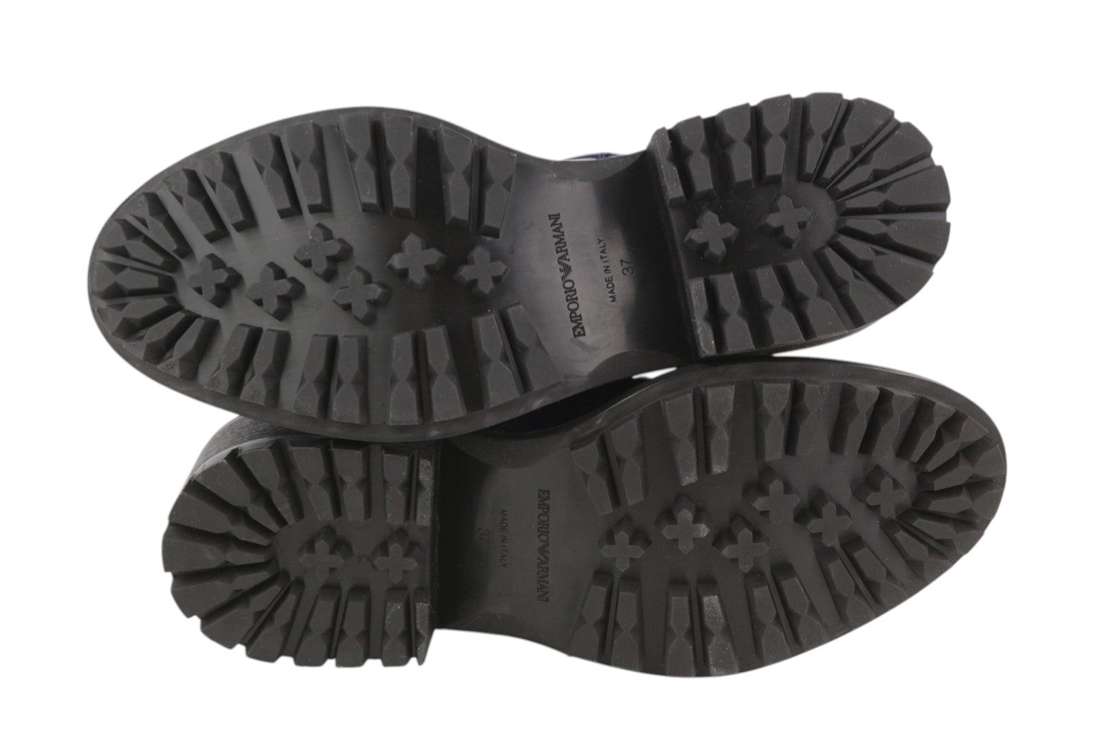 EMPORIO ARMANI Women Boots EU37 Blue Leather Buckle Detail Lace Up Zip Mid Top