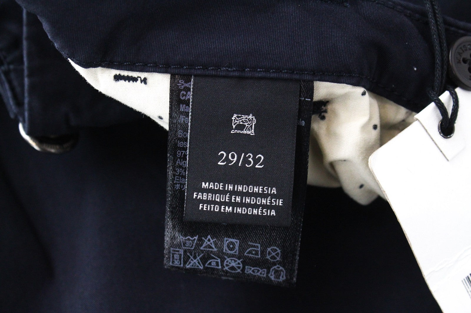 MAISON SCOTCH W29/L32 Women's Navy Cropped Belted Stretch Chino