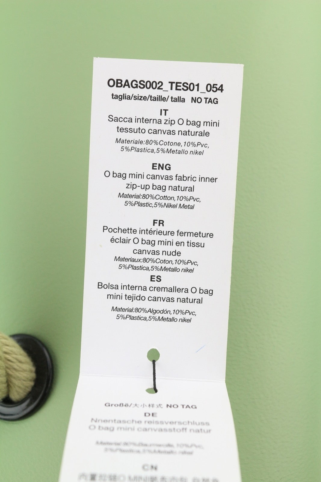 O BAG Mini Women Bag OS Light Green With Inner Bag Double Handles Logo Casual