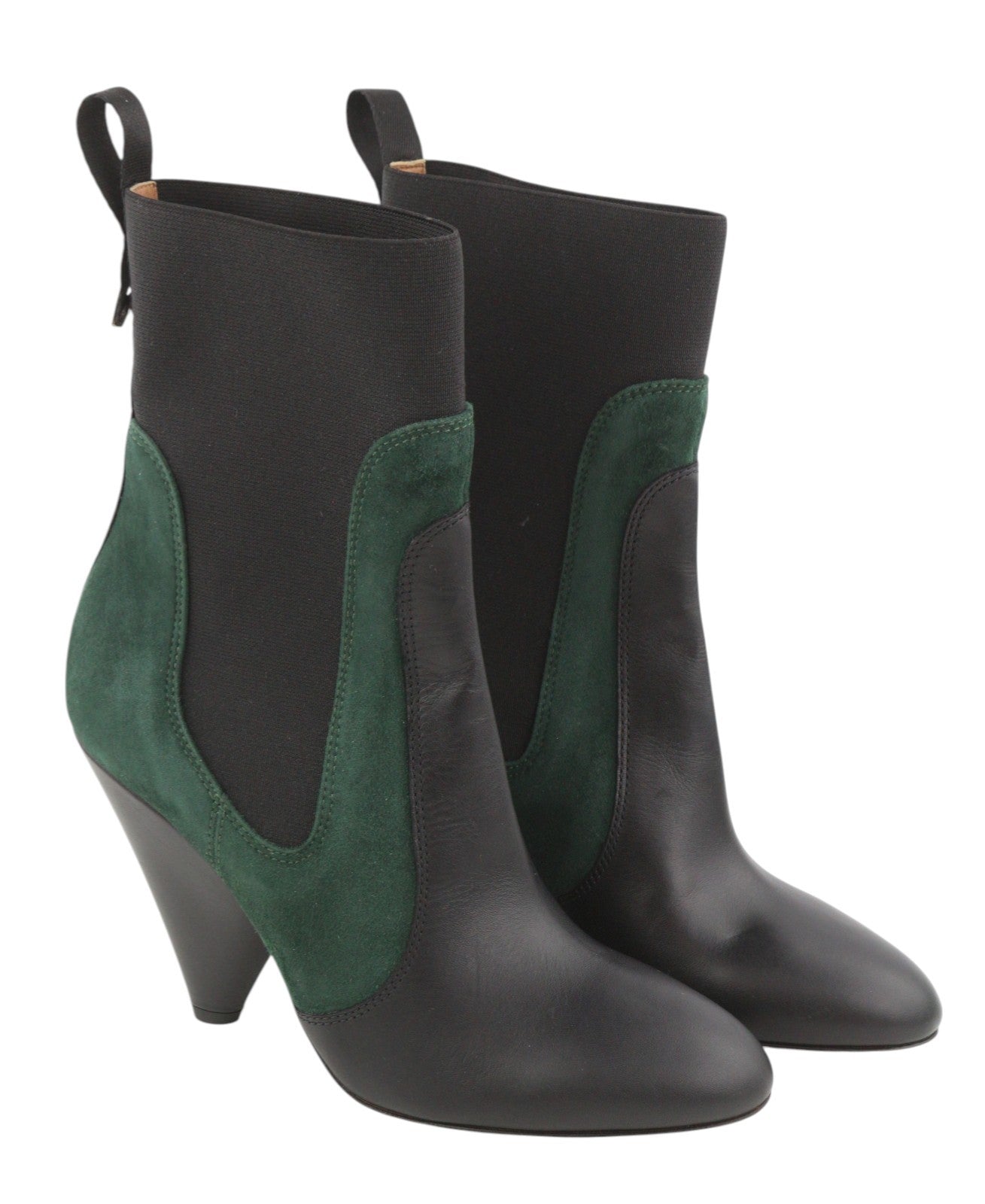 EMPORIO ARMANI Women Boots EU37 Black Suede Leather Almond Toe Mid Top Cowboy