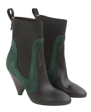 EMPORIO ARMANI Women Boots EU37 Black Suede Leather Almond Toe Mid Top Cowboy