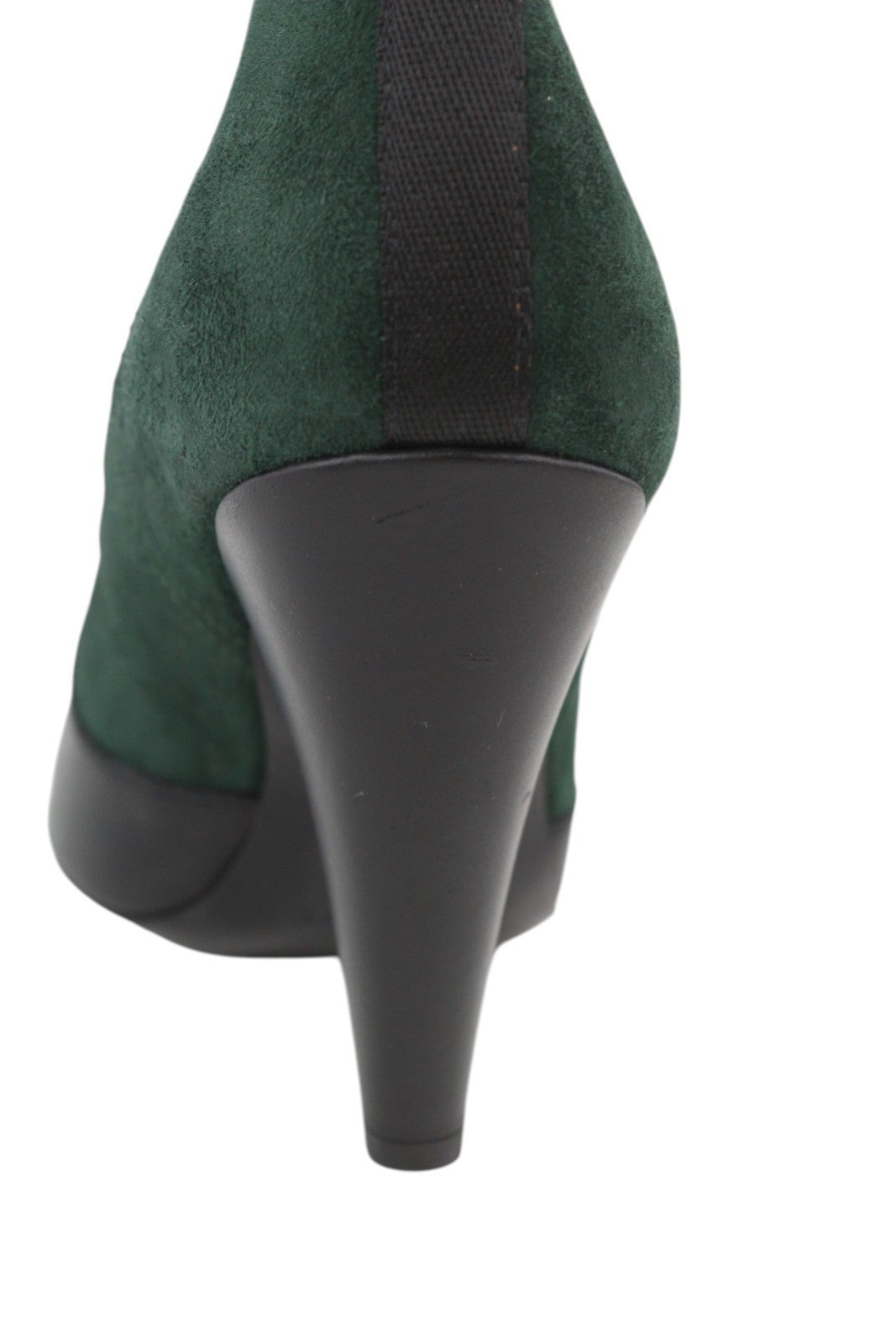 EMPORIO ARMANI Women Boots EU37 Black Suede Leather Almond Toe Mid Top Cowboy