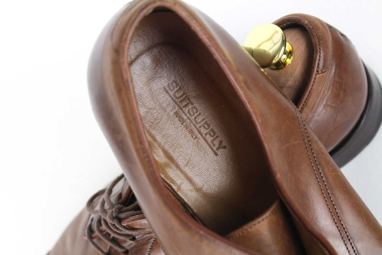 SUITSUPPLY Men's Shoes EU42 Mid Brown Blake Oxford Pure Calf Leather