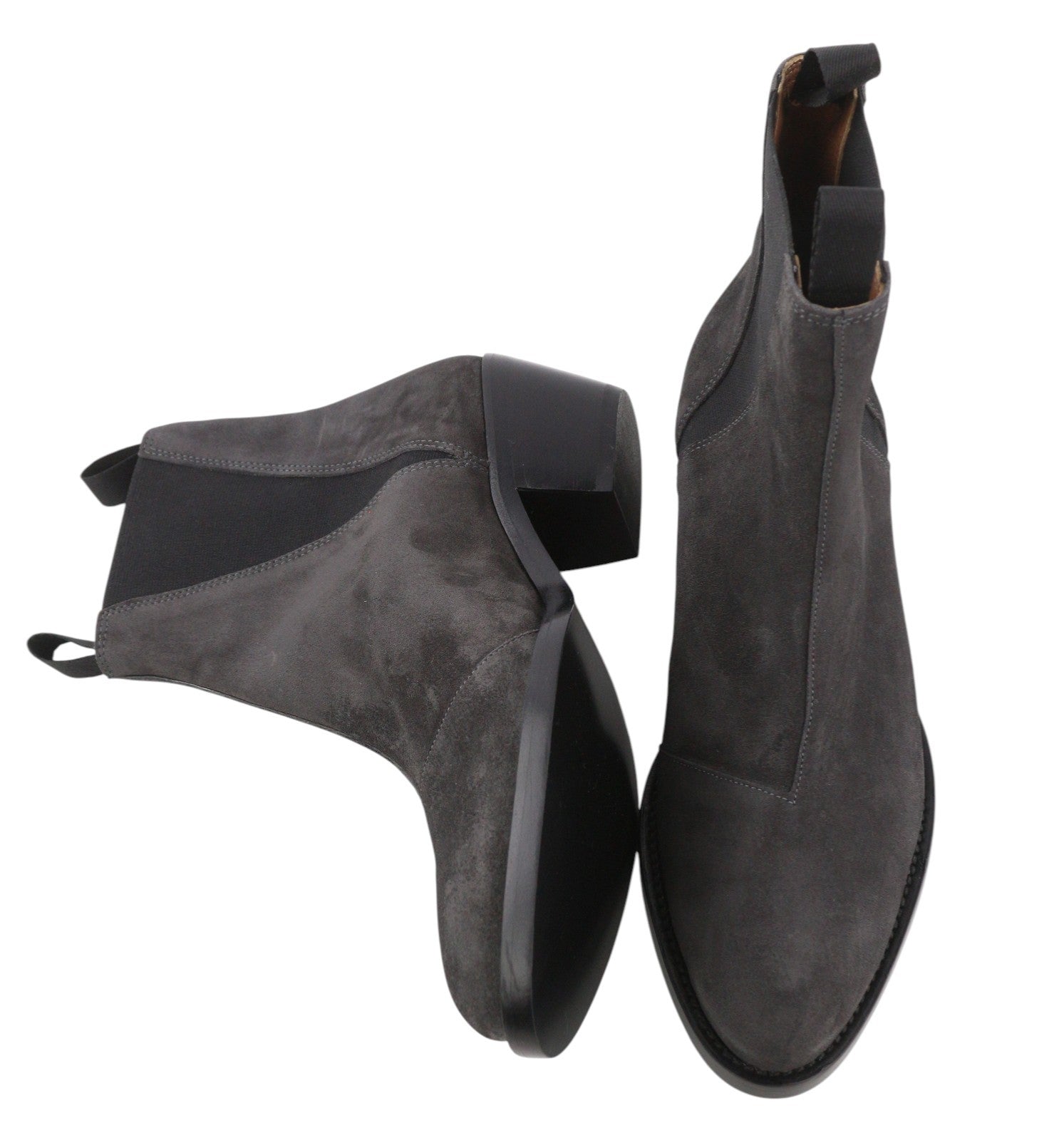 EMPORIO ARMANI Women Boots EU37 Dark Grey Suede Leather Almond Toe Ankle Cowboy