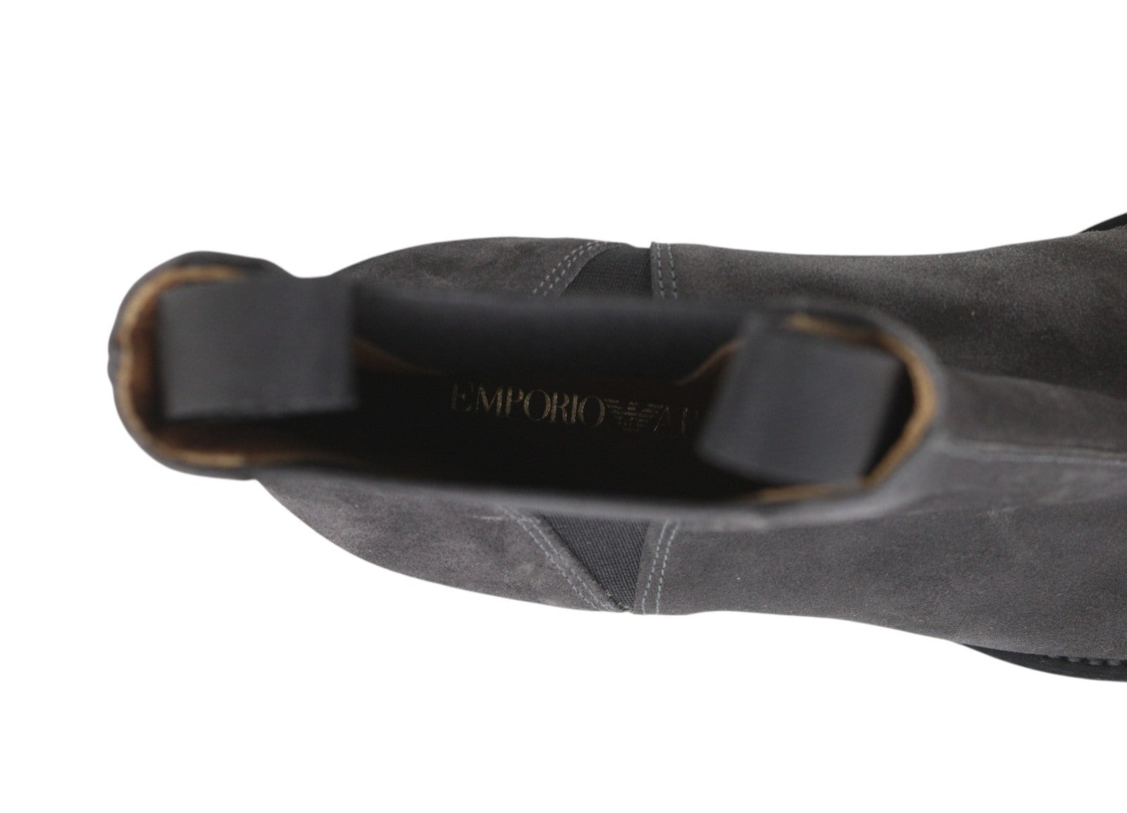 EMPORIO ARMANI Women Boots EU37 Dark Grey Suede Leather Almond Toe Ankle Cowboy