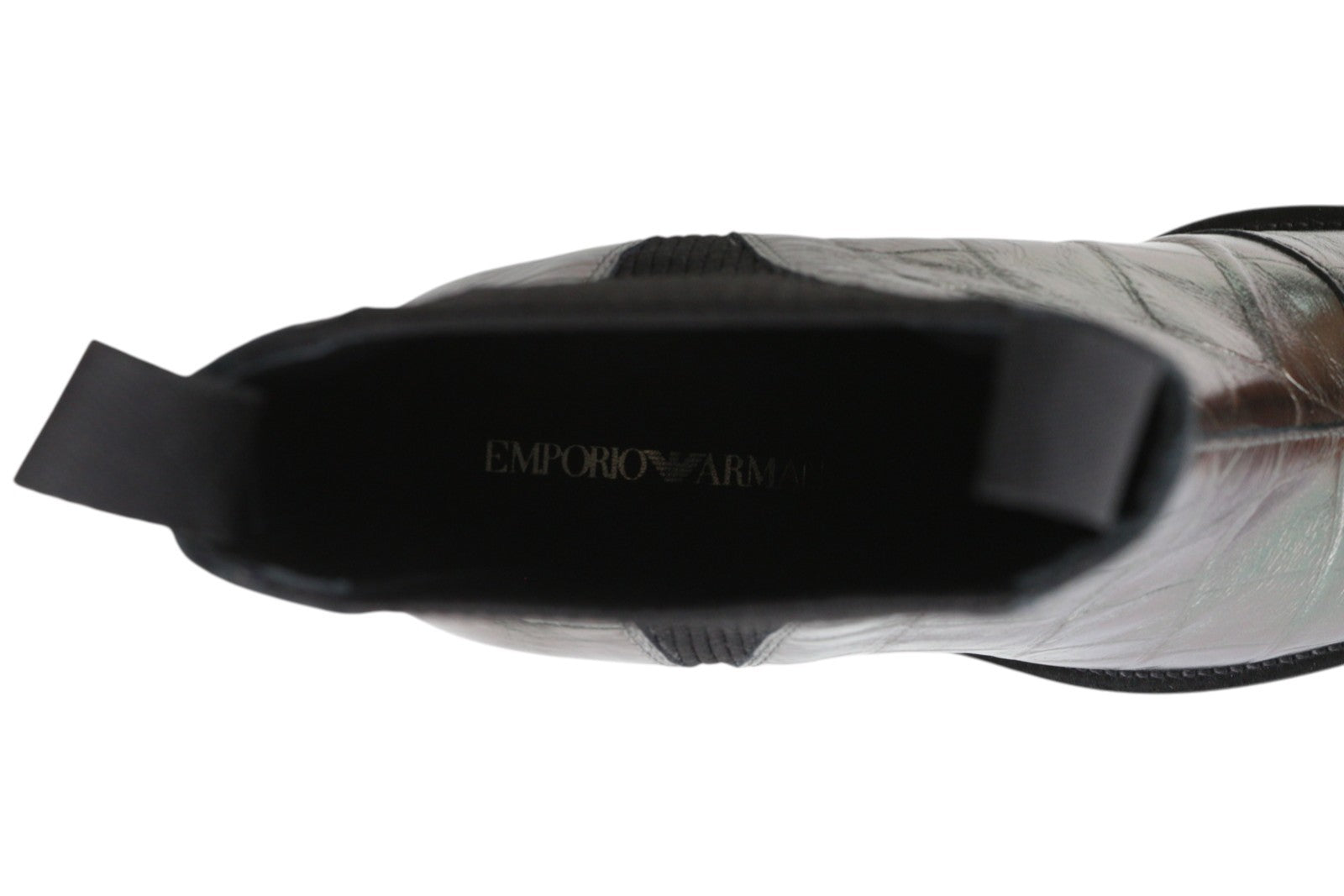 EMPORIO ARMANI Women Boots EU37 Grey Leather Textured Almond Toe Cowboy Ankle