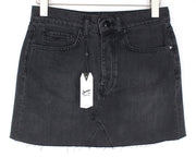 DENHAM Pearl W26 Women's Mini Skirt Washed Black Button Non-Stretch
