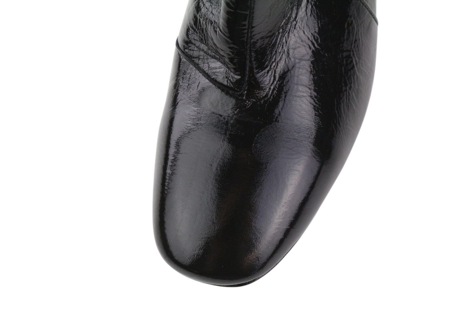 EMPORIO ARMANI Women Boots EU37 Black Patent Shiny Leather Heeled Zipper Ankle