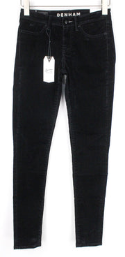 DENHAM Spray W28/L30 Women's Super Tight Velvet Cotton Black Trousers