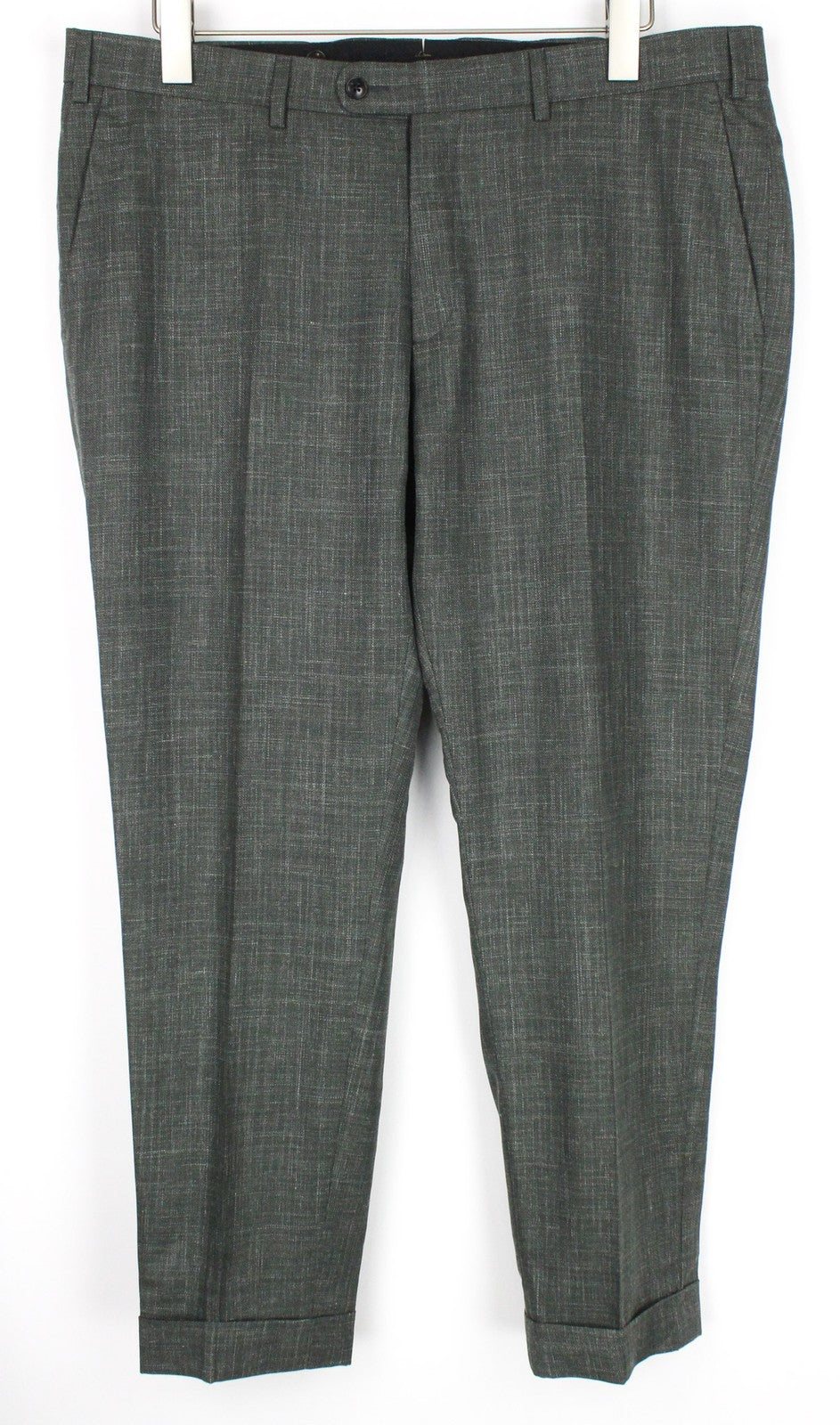 SUITSUPPLY Brescia Trousers UK42S Men's Green Pleated Wool Silk Linen