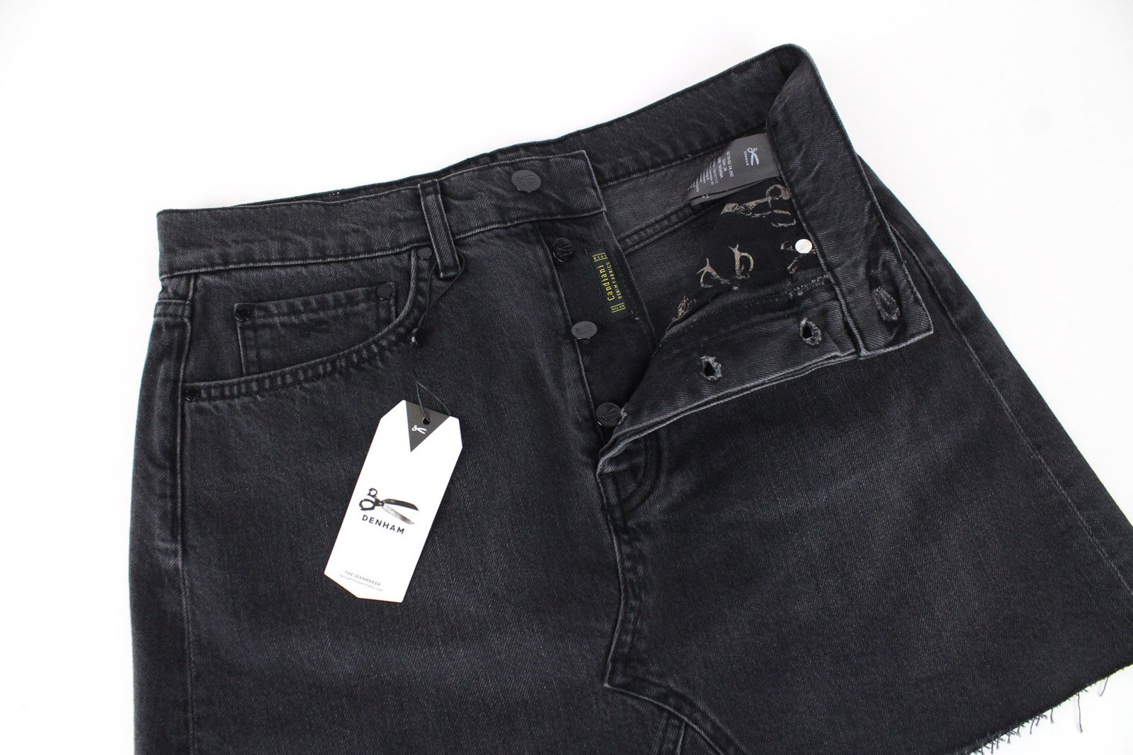 DENHAM Pearl Women's Skirt W26 Distressed Mini Black Non-Stretch