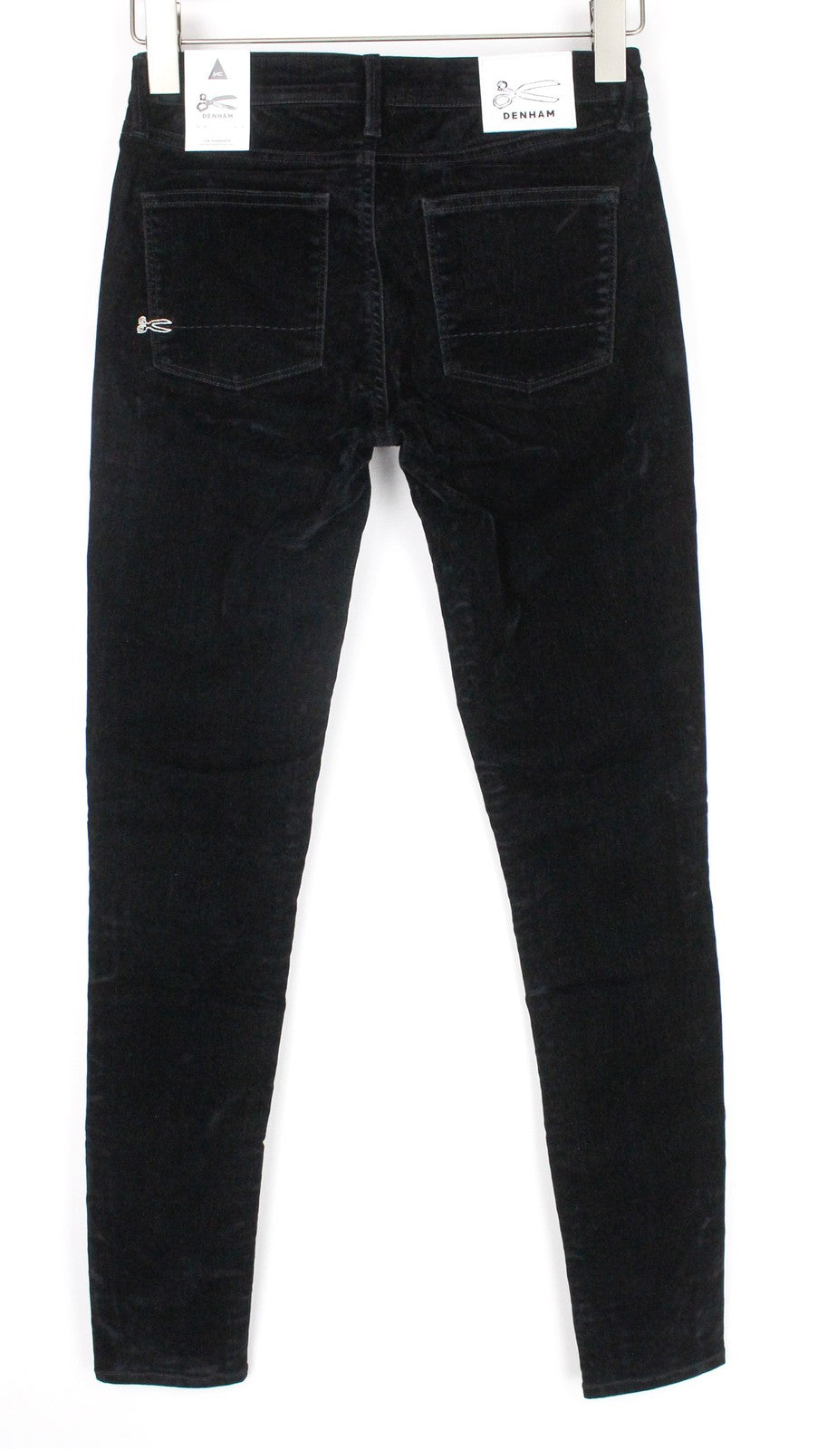 DENHAM Spray W26/L30 Women's Trousers Tight Fit Black Velvet Cotton