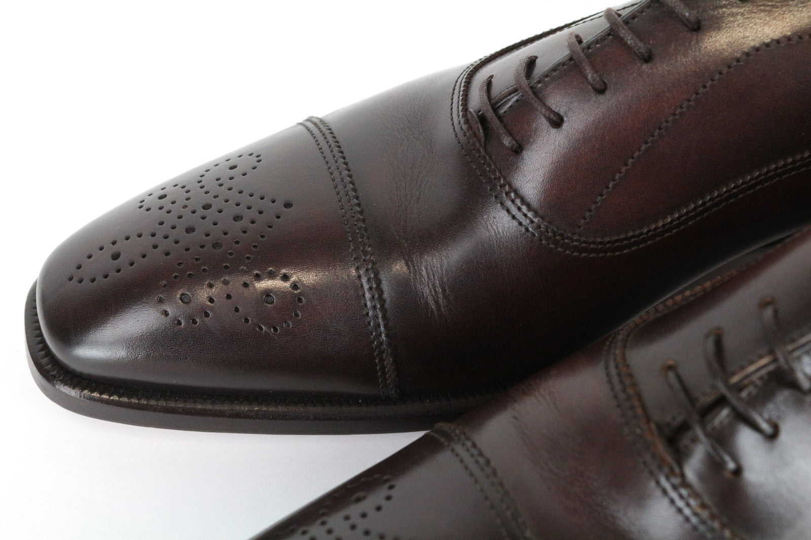 SUITSUPPLY Men's EU42 Brown Leather Low-Top Classic Dress Shoes