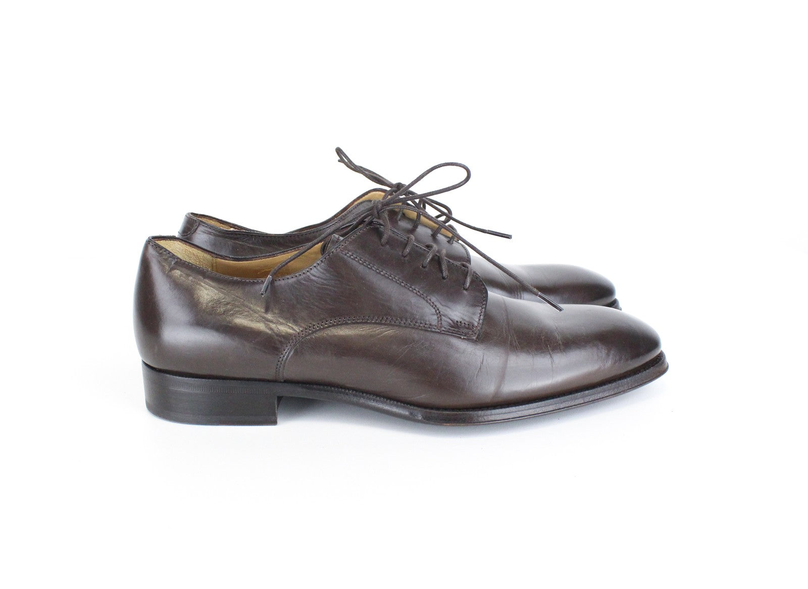 SUITSUPPLY Men's EU42 Brown Leather Classic Laced Low-Top Shoes