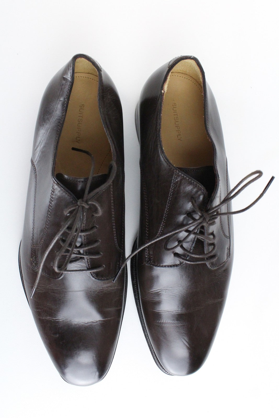 SUITSUPPLY Men's EU42 Brown Leather Classic Laced Low-Top Shoes