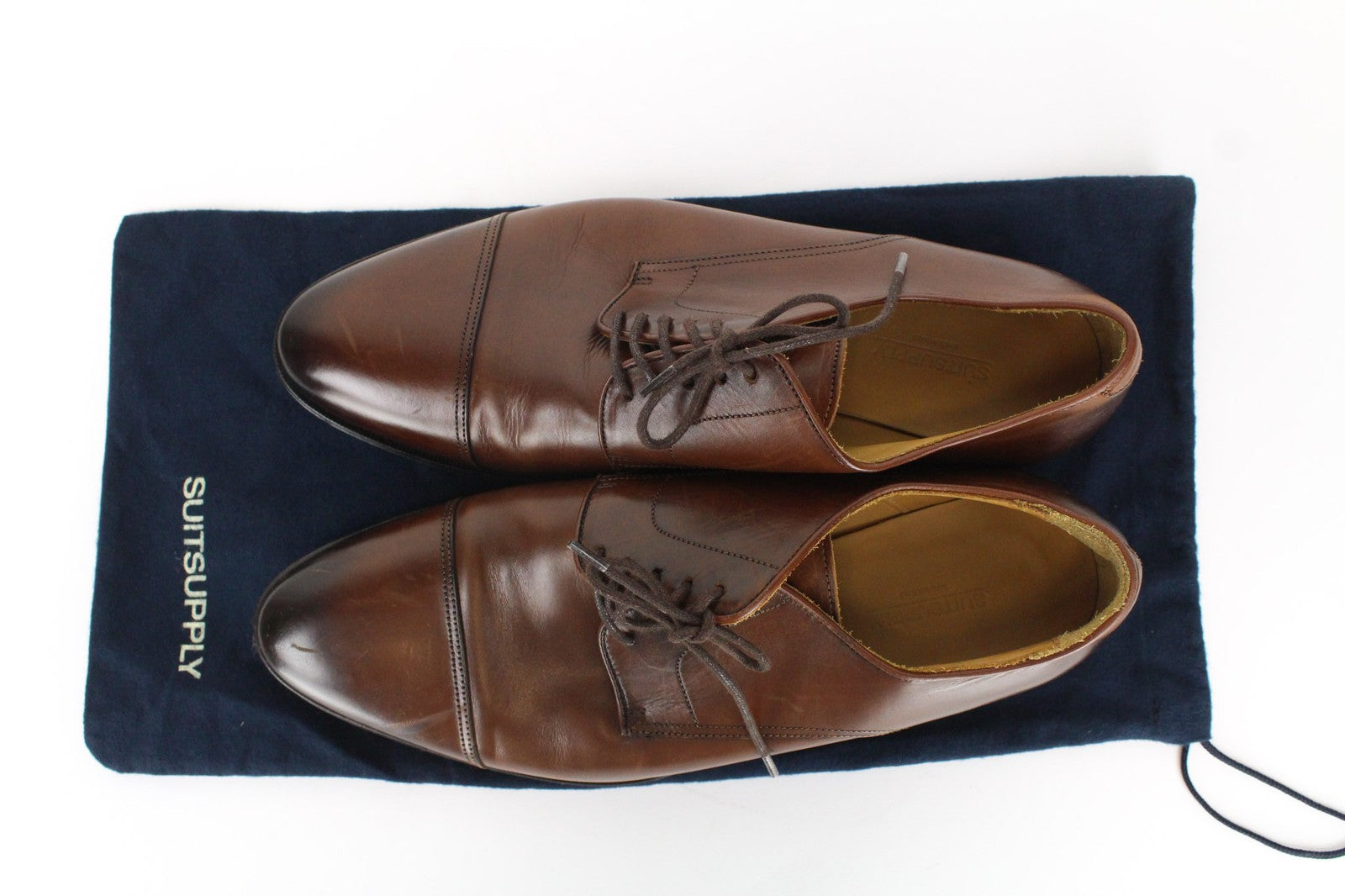 SUITSUPPLY Men's EU40 Brown Calf Leather Derby Formal Lace-Up Shoes