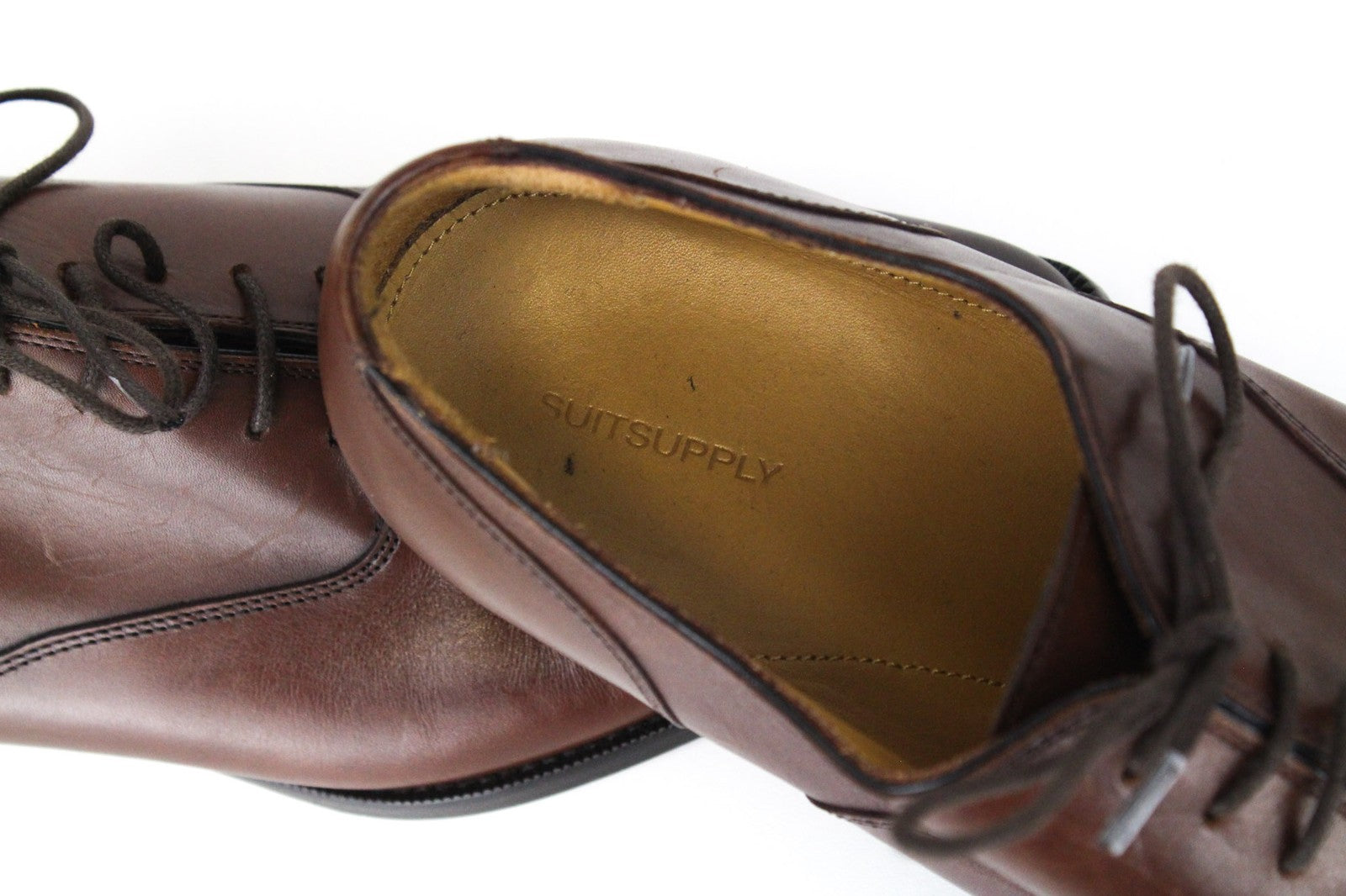 SUITSUPPLY Men's EU43 Brown Leather Casual Formal Lace-Up Low Shoes