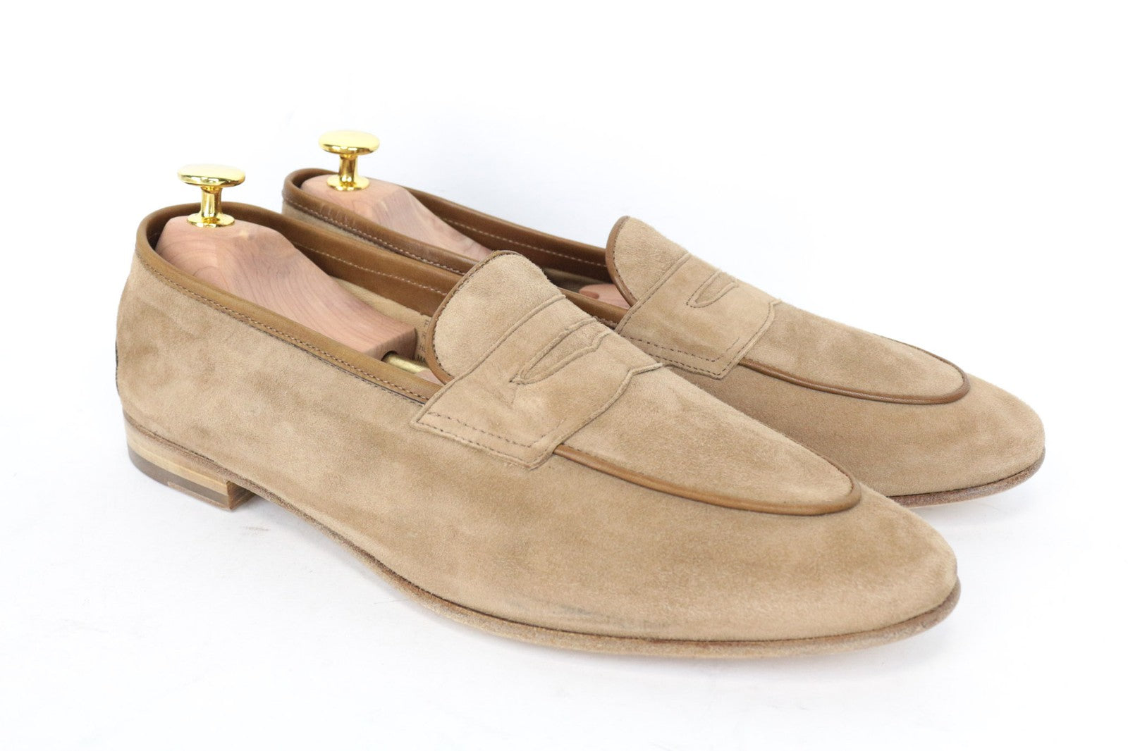 SUITSUPPLY Men's EU42.5 Beige Suede Moccasin Loafers Calf Leather Smart
