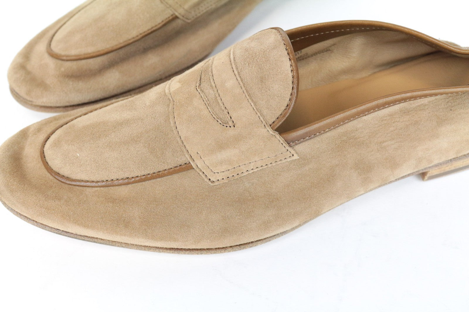 SUITSUPPLY Men's EU42.5 Beige Suede Moccasin Loafers Calf Leather Smart