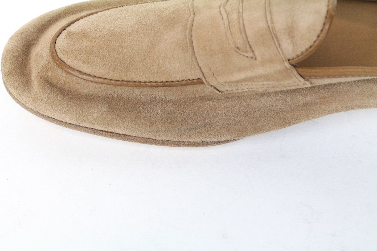 SUITSUPPLY Men's EU42.5 Beige Suede Moccasin Loafers Calf Leather Smart