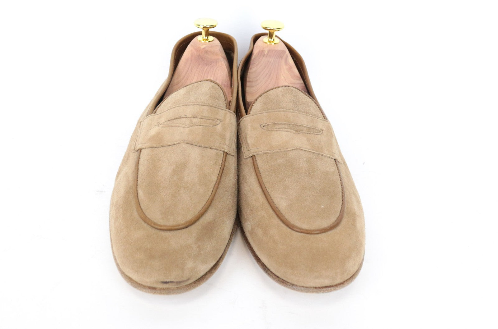SUITSUPPLY Men's EU42.5 Beige Suede Moccasin Loafers Calf Leather Smart