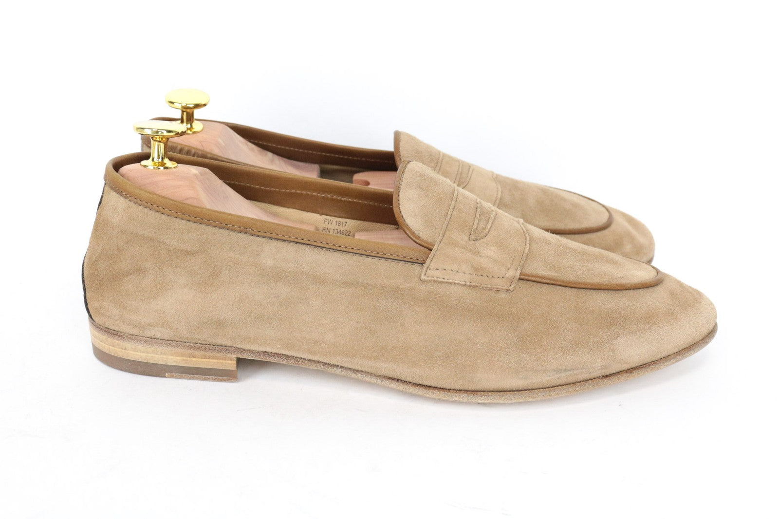 SUITSUPPLY Men's EU42.5 Beige Suede Moccasin Loafers Calf Leather Smart