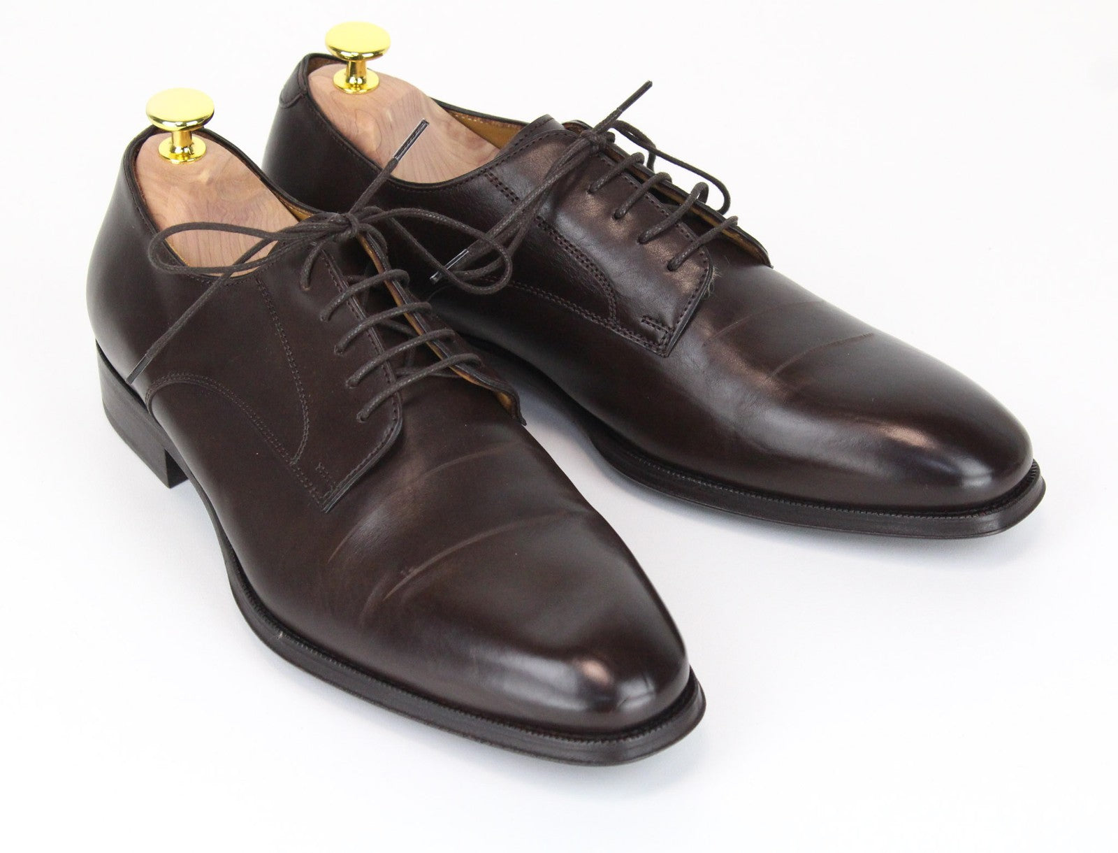 SUITSUPPLY Men's EU41 Brown Leather Low-Top Lace-Up Shoes Formal Look