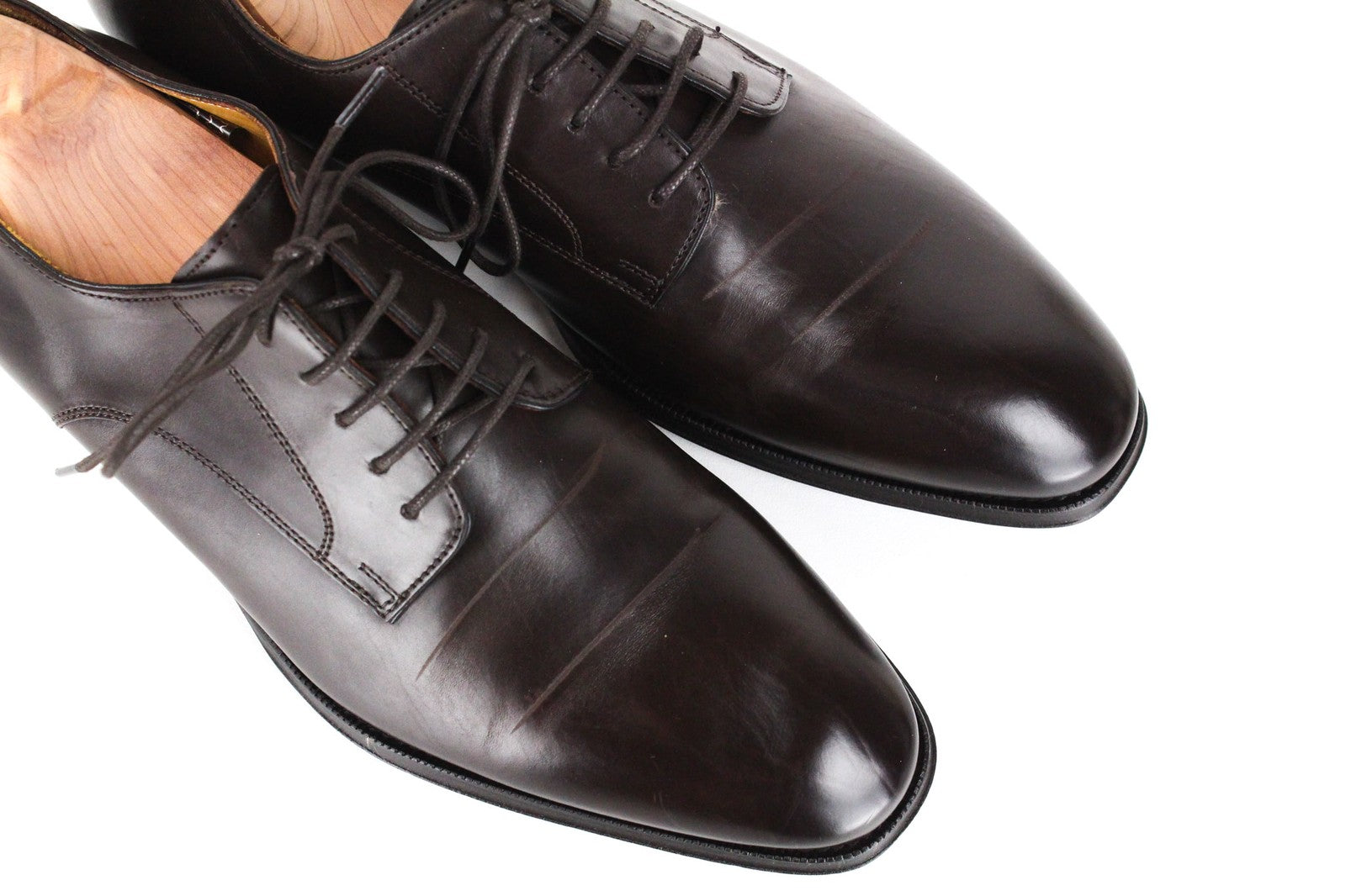 SUITSUPPLY Men's EU41 Brown Leather Low-Top Lace-Up Shoes Formal Look